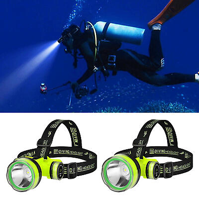 #ad Underwater 350m LED Diving Headlight Headlamp Super Bright Scuba Head Lamp $19.09