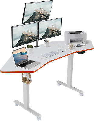 #ad 71quot; Wing Shaped Electric Standing Desk Dual Motor Height Adjustable Computer De $432.36
