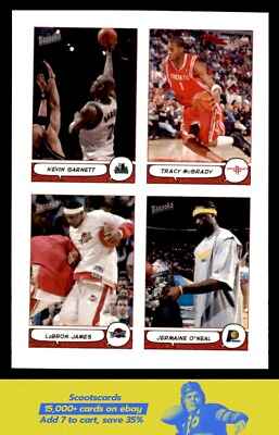 #ad 2004 05 Bazooka Kevin Garnett T McGrady LeBron James J O#x27;Neal 4 on 1 Stickers #6 $40.00