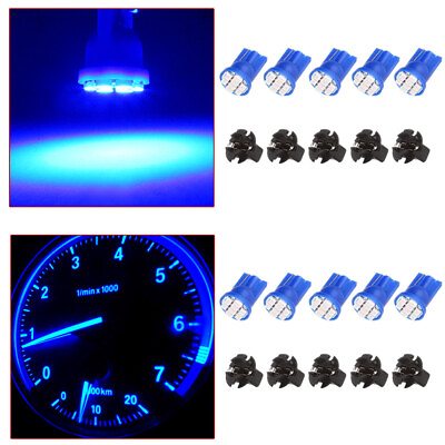 #ad 10x PC194 168 W5W T10 13MM Wedge Holder LED Instrument Panel Cluster Bulb Blue $9.74