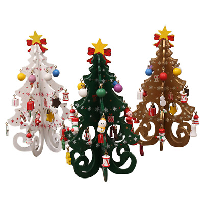 #ad 3 Pcs Desk Christmas Tree Artificial Christmass Ornaments Three dimensional $22.88