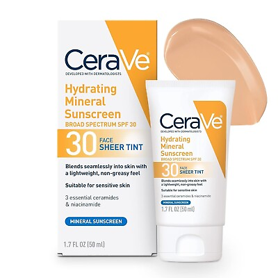 #ad Cerave Hydrating Sunscreen Face Sheer with Tint SPF 30 EXP 05 2026 $14.98