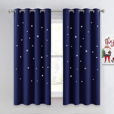 #ad Kids Curtains Navy Blue Romantic Star Curtains Thermal Insulated Blackout Dr... $38.29