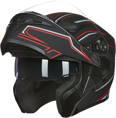 #ad Motorcycle Dual Visor Flip up Modular Full Face Helmet DOT 6 Colors Model 902 $124.99