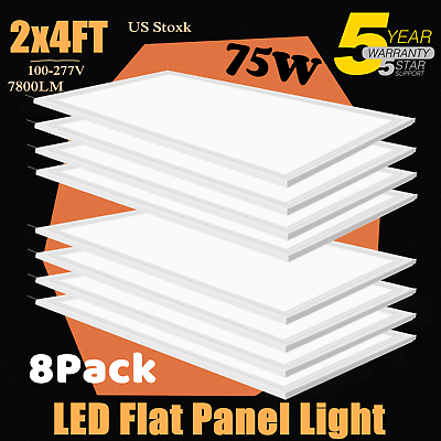 #ad 2X4 LED Flat Panel Light 75W Dimmable8Pack Drop Ceiling Recessed Troffer Lights $408.00