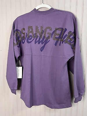 #ad Spirit Jersey Womens TOP XS Oversized Purple Studded Beverly Hills LA Cotton NEW $27.99