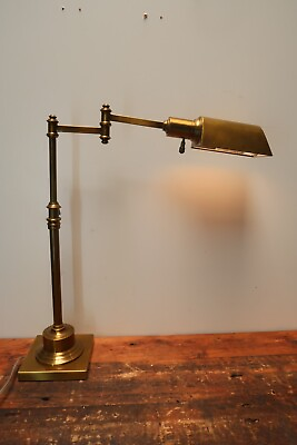 #ad Adjustable Brass Plated Steel Library Lamp Over 14lbs. $30.00
