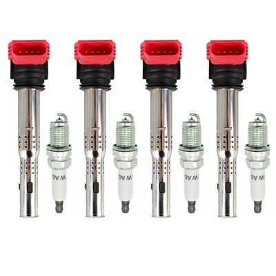 #ad 4X Ignition Coils 4X Spark Plugs for Audi TT A4 A3 VW Golf Jetta GTI 2.0 UF529 $68.88