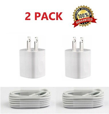 #ad 2PACK USB Home AC Wall charger For iPhone X Xs MAX 8 7 6 5 5S Cable $6.49
