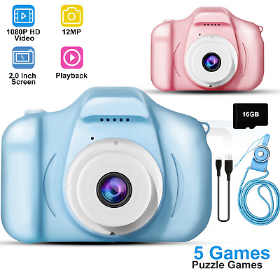#ad Kids Selfie Camera Camcorder Toy 12MP 1080P FHD Video Camera 4X Zoom w 16GB Card $21.30