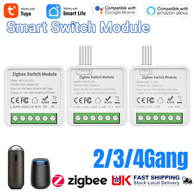 #ad Tuya Zigbee Smart Switch Module 2 3 4 Gang 2 Way Control For Alexa Google Home GBP 6.24