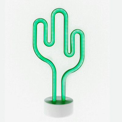 #ad Neon Knight NS1906026 Neon Green Cactus USB Lamp Light W Stand $15.55
