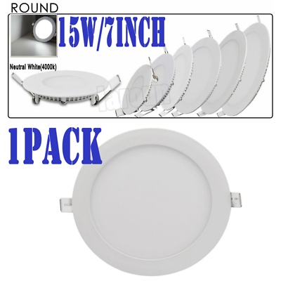 #ad 15W 7 Inch Round LED Recessed Ceiling Panel Down Light Bulb Lamp Fixture NEW $13.99
