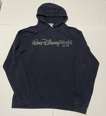 #ad Walt Disney World Size Large Sweatshirt Hoodie Blue Vtg $7.47