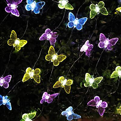 #ad 36LED Butterfly Solar String Lights Waterproof Butterfly String Lights for Yard $25.50