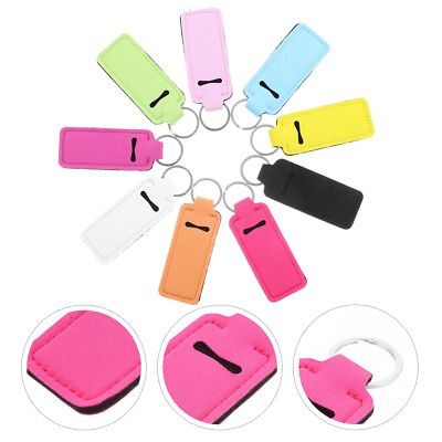 #ad 9 Pcs Lip Balm Case Portable Lipstick Holder Cases Set Decor Keychain $10.18
