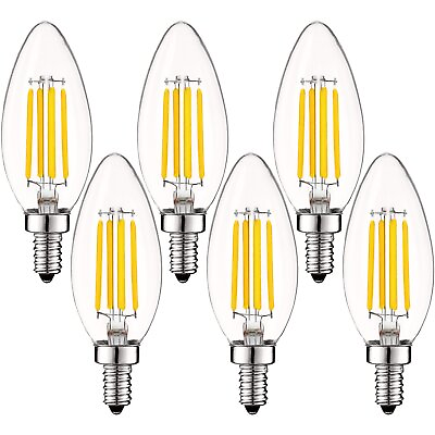 #ad Luxrite Candle LED Bulb 550 Lumens Natural White 5W Dimmable UL E12 6 Pack $29.95