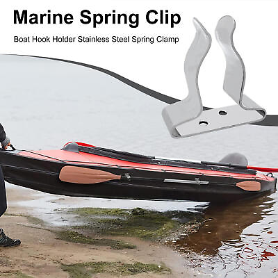 #ad 1 6Packs Stainless Steel Boat Hook Holder Tube Holder Spring Clamp Bracket Clips $9.69