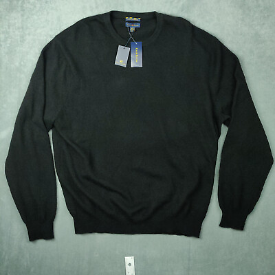 #ad NEW Club Room Estate Cashmere Sweater Men XXL Deep Black Crew Neck Pullover $149 $74.99