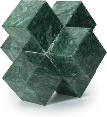 #ad Geometric Sculpture Small Green Marble Decorative Ornaments Modern Home Decor A $72.33