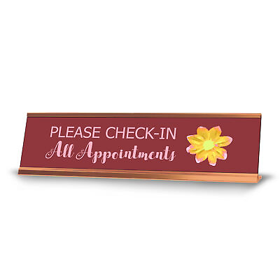 #ad Please Check In All Appointments Flower Gold Frame Desk Sign 2 x 8quot; $14.24