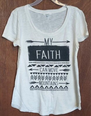 #ad Maurices My Faith Can Move Mountains White Women’s Casual Tee Size XS $14.00