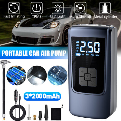 #ad 6000mAh Portable Digital Air Compressor 150PSI Electric Auto Pump Tire Inflator $26.59