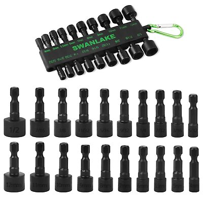 #ad SWANLAKE 20PCS Power Nut Driver Set for Impact Drill 1 4” Hex Head $13.80