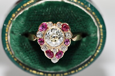 #ad Antique Circa 1900s 18k Gold Natural Diamond And Ruby Decorated Ring $2279.05