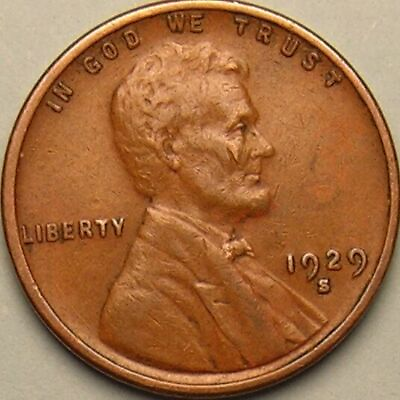 #ad 1929 S Lincoln Wheat Penny G VG $2.20