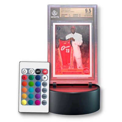 #ad Sports Trading Card LED Color Changing Light Display Storage Stand Holder Remote $17.95