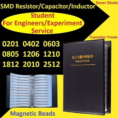 #ad SMD Resistors Capacitors Inductor Zener Diode Transistor Triode Sample Book Kit $107.98