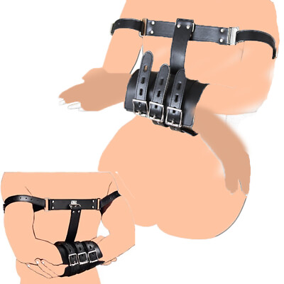 #ad STRICT Bondage Arm Binder Restraint Wrist Leather Adjustable Locking Strap BDSM $18.00