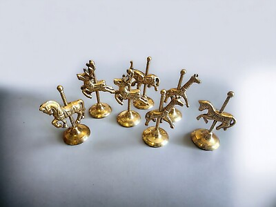 #ad Vintage Brass Carousel figurines. Set Of 7. $40.00
