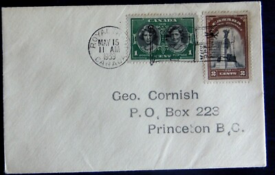 #ad Canada stamps cover letter Royal 1939 Printicton B.C. Very good condition C $2.00