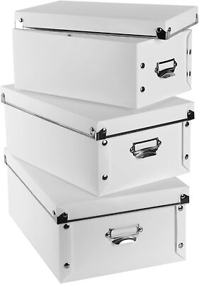 #ad XUCHUN Decorative Storage Box with LidsSet of 3 Waterproof 3set White 3 Pcs $36.76