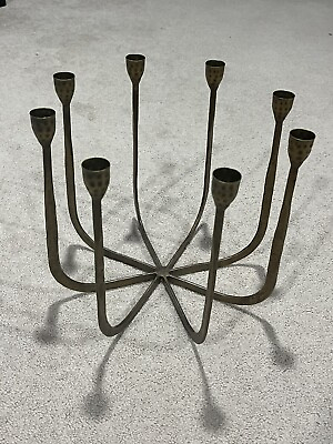 #ad 8 Arms Brass Brutalist Candle Holder Candelabra 10 in x 11 in $65.00