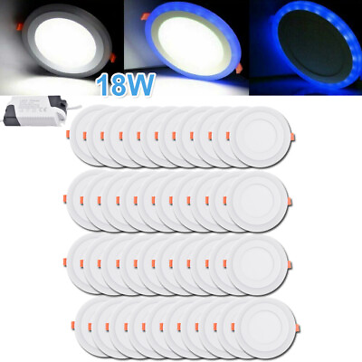 #ad 40Pcs 18W Blue White LED Ceiling Light Fans Recessed Panel Downlight Spot Lamp $222.99