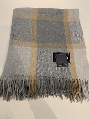 #ad House Balmoral Grey Mustard Check Wool Scottish Blanket Tartan Large Throw Rug $54.80