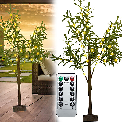 #ad 4 6FT Lighted Olive Tree 300 LED Fairy Lights Faux Plant Tree with Remote Decor $51.90
