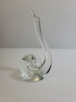 #ad Clear Art Glass Snail Paperweight Statue Figurine 8.25” Tall Office Desk Garden $32.16