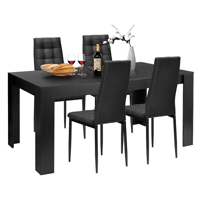 #ad 5 pcs Dining Set Wood Table and 4 Fabric Chairs Home Kitchen Modern Furniture $299.99