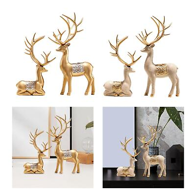 #ad Reindeer Resin Sculpture Furnishing Tabletop Ornament Creative Elk Deer Statue $23.95