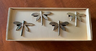 #ad Andrea By Sadek Dragonfly Brass Napkin Rings Set Of 4 Made In India $10.00
