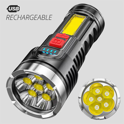#ad 6LED Flashlight Super Bright Torch USB Rechargeable Lamp High Powered 4 Modes AU $13.85