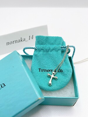 #ad MINT Tiffany amp; Co. Elsa Peretti Cross Small Necklace Pendant Silver 925 W Box $99.99