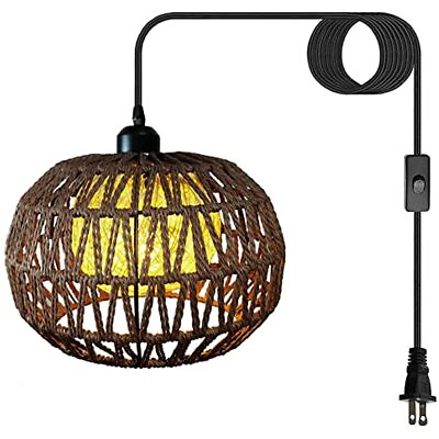 #ad Boho Hanging Lamps That Plug Into Wall OutletVintage Plug In Pendant Lighting $41.83