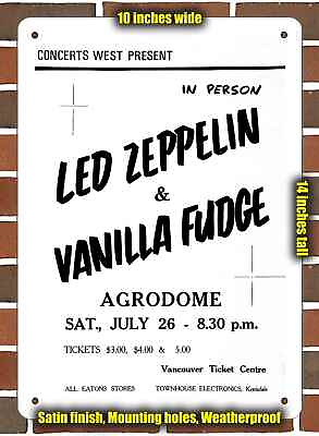 #ad Metal Sign 1969 Led Zeppelin amp; Vanilla Fudge in Vancouver BC 10x14 inches $24.61