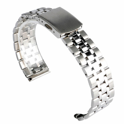 #ad Stainless Steel Watch Band Straight End 16mm 18mm 20mm for Men Women Fold Clasp $13.01