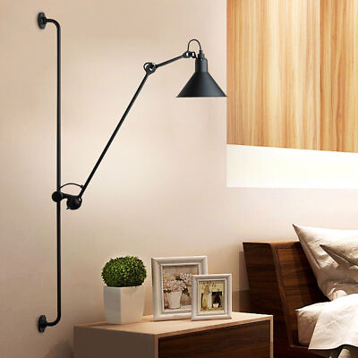 #ad 360° Swing Long Arm Wall Sconce Lamp Bedroom Bedside Lighting Fixture Adjustable $97.28